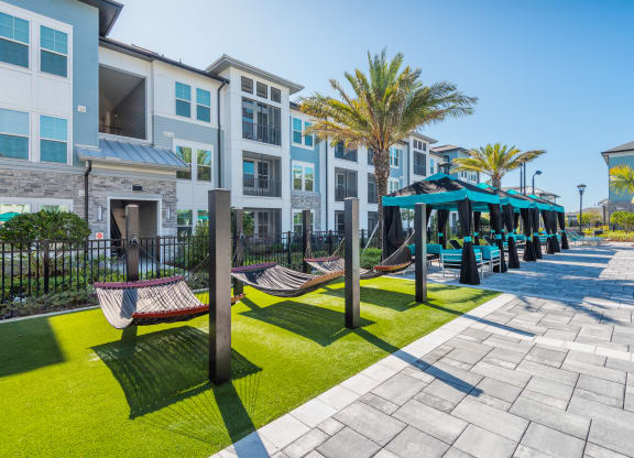 Pool Deck Hammocks and Cabanas
