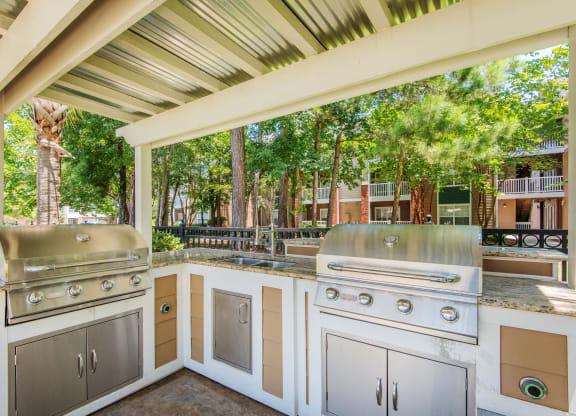 gas grill station and picnic area