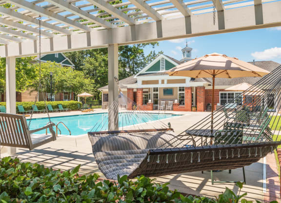 swimming pool, hammock, swing