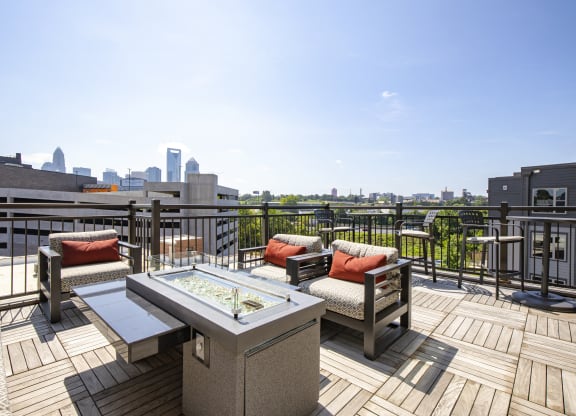rooftop lounge with fire pit