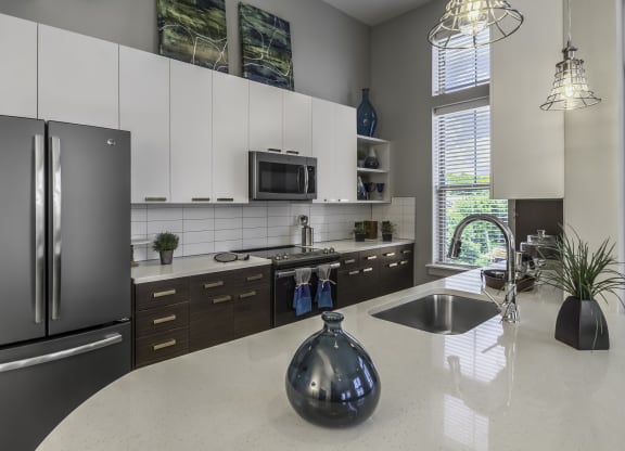kitchen with quartz countertops