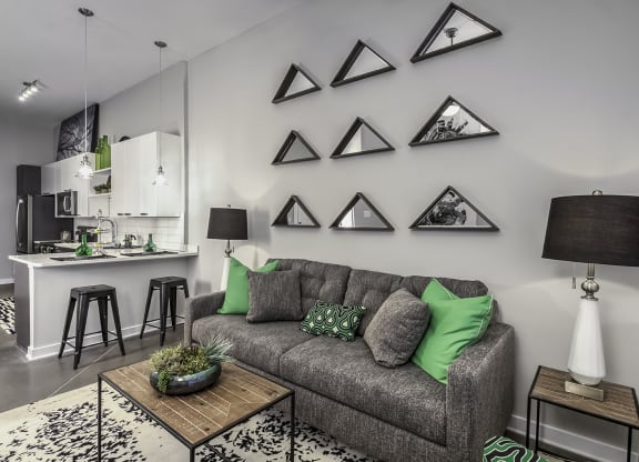 kitchen and living room