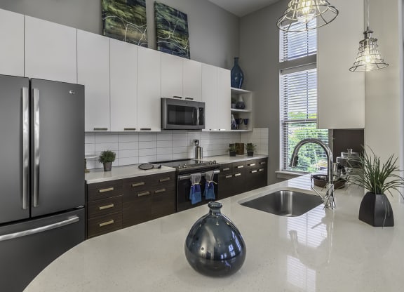 kitchen with cabinets