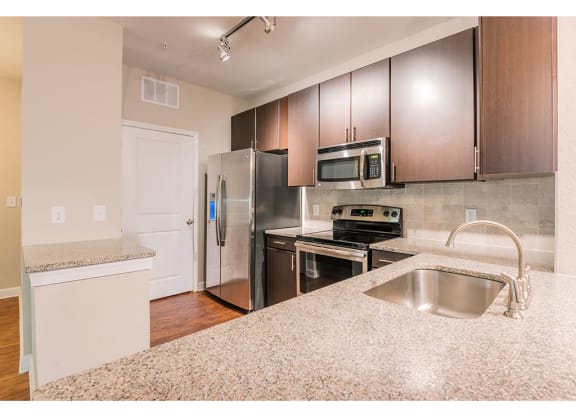 Kitchen with granite countertop