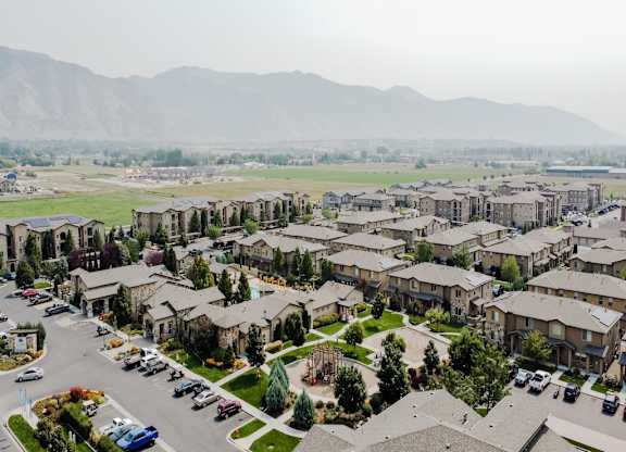 Drone View of Four Seasons Logan Apartments and Townhomes