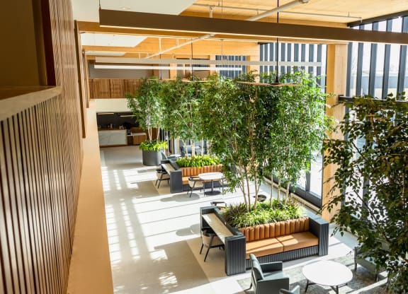 a view of the lobby from the second floor