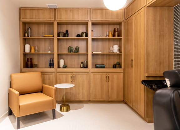 a chair and a table in a room
