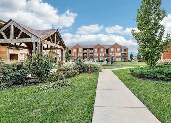 the preserve at cardinal woods exterior walkway to apartment buildings