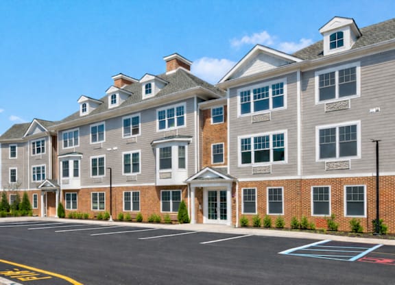 Exterior view of The Rail at North Bergen luxury apartment community building