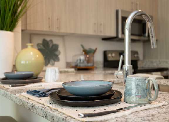 Modern kitchen at NOVI at Concord - luxury apartments in Concord, NC