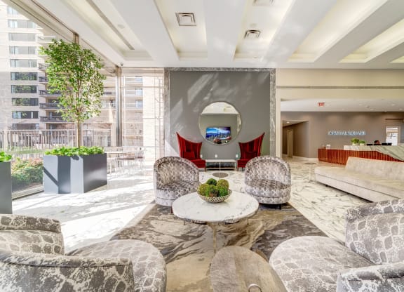 Decorated Reception And Lobby Area at Crystal Square, Arlington, 22202