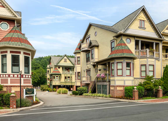 a row of houses on a street