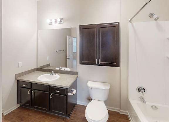 a bathroom with a sink toilet and a shower