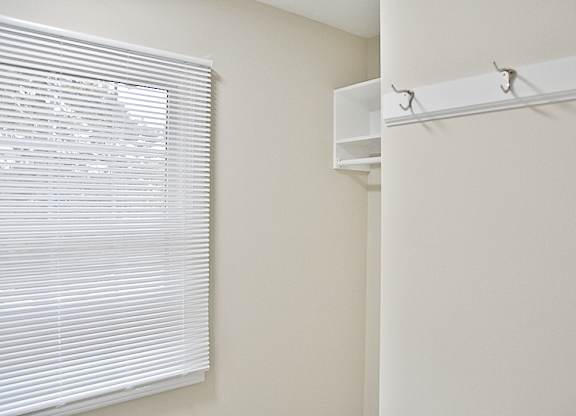 A walk-in closet