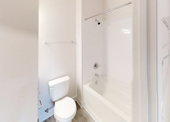 a bathroom with a toilet and a tub