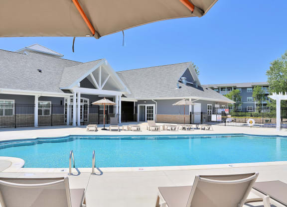 the swimming pool at the preserve at polk apartments