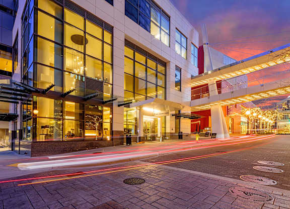 a long exposure of a building with a street in front of it at Two Lincoln Tower, Bellevue, WA, 98004