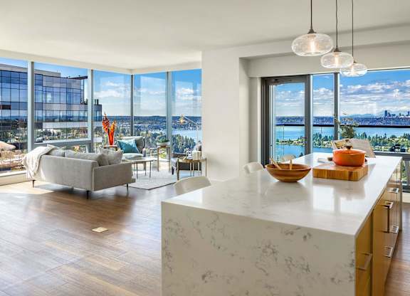living room at Two Lincoln Tower, WA, 98004