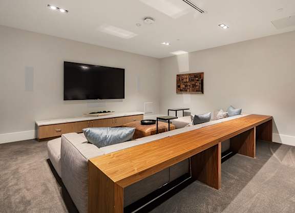 A  theater room at Two Lincoln Tower in Bellevue, WA.
