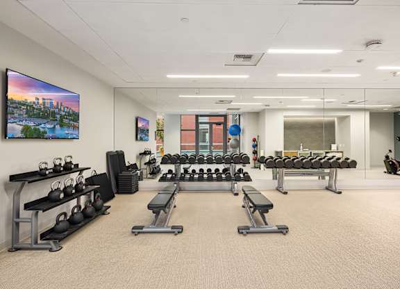 A gym at Two Lincoln Tower Bellevue, WA.