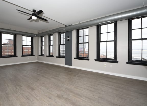 Expansive windows at Marshall Place Apartments, Cleveland