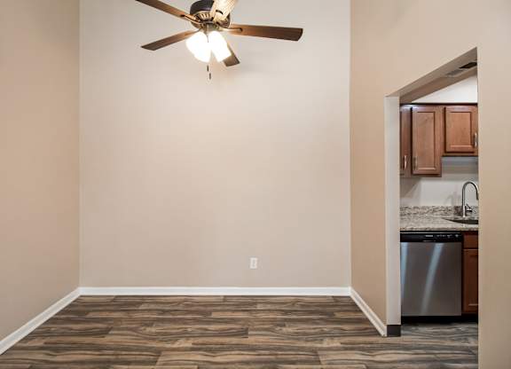 an apartment with a dining room