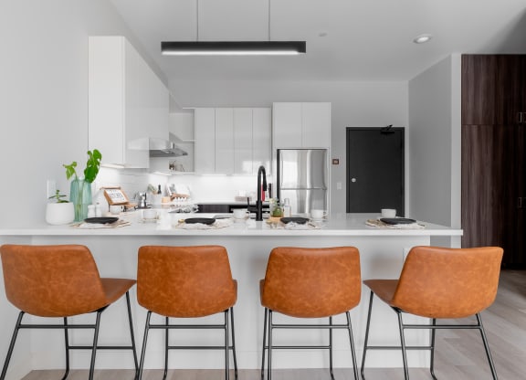 Eat in kitchen at TREO Apartments, Cleveland, 44116