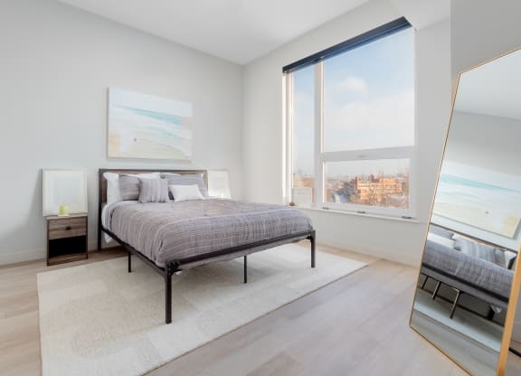 Bedroom at TREO Apartments, Ohio, 44116