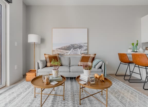 Living room at TREO Apartments, Cleveland, OH