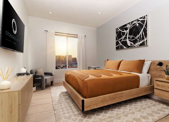 Apartment bedroom with Las Vegas strip view
