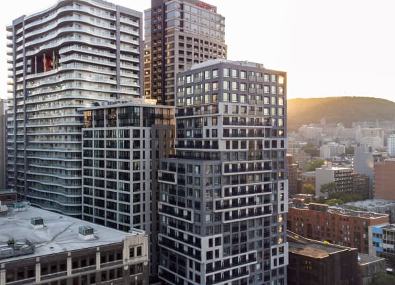 a view of the city from the roof of a building