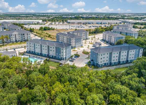 Aerial View of Carson Crossing Apartments in Southeast Austin TX