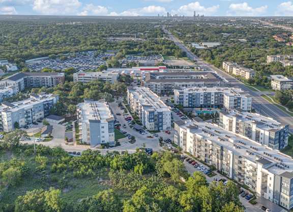 Aerial View of The Prescott Luxury Apartments on South Congress, Austin TX