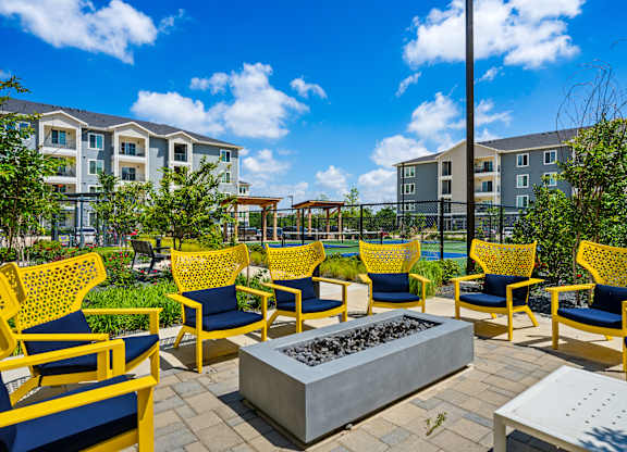 Outdoor Fireside Lounge at Cedar Heights Apartments in Southeast Austin Texas