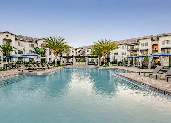 Resort-Style Pool with Waterfall at Azura in Kendall, FL