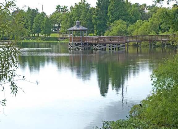 Lake and Dock at Booker Creek Apartments in St. Petersburg, FL