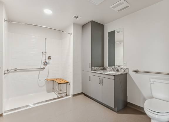 Bathrooms at Bryson Legacy Affordable Apartments in Los Angeles CA