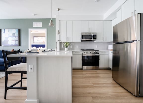 Modern Kitchens with Stainless Steel Appliances at Marquee Square Apartments in Tampa, FL