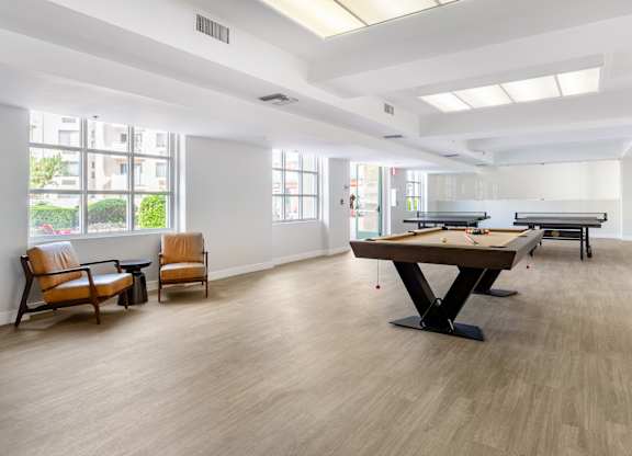 Club Room with Billiards at Grand Plaza Senior Apartments in Los Angeles, CA
