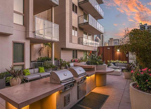 BBQ Grilling Terrace at F11 Luxury Apartments in San Diego, CA