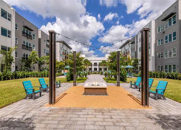Outdoor Fireside Lounge at Lyra Luxury Apartments Near Downtown Sarasota, FL