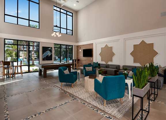 Club Room with Billiards at Lyra Luxury Apartments Near Downtown Sarasota, FL
