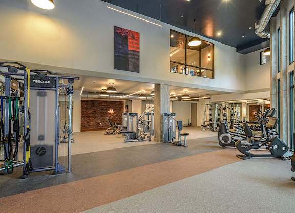 Two-Level Fitness Center at Aurora Luxury Apartments in Downtown Tampa, FL