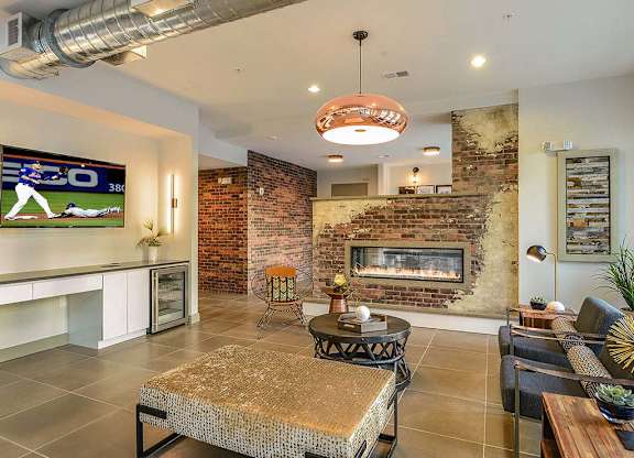 Fireside Lounge at Aurora Luxury Apartments in Downtown Tampa, FL