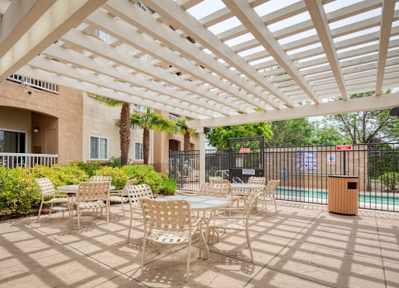 Outdoor Patio at Hayward Village Senior Apartments in Hayward CA