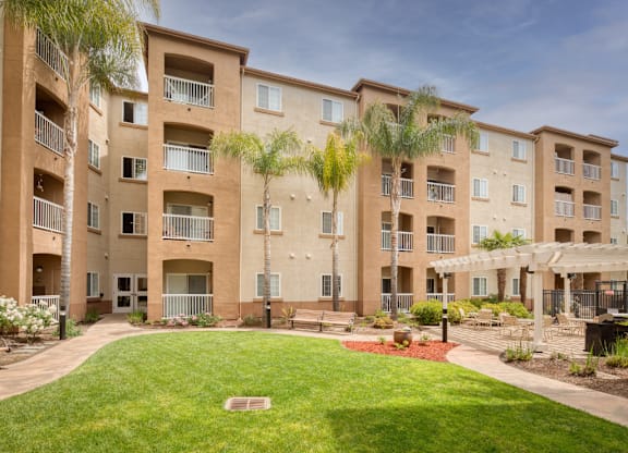 Community Green Spaces at Hayward Village Senior Apartments in Hayward CA
