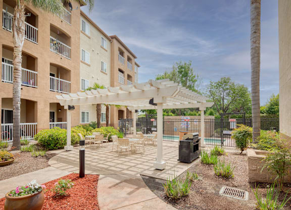 Outdoor Seating Area at Hayward Village Senior Apartments in Hayward CA