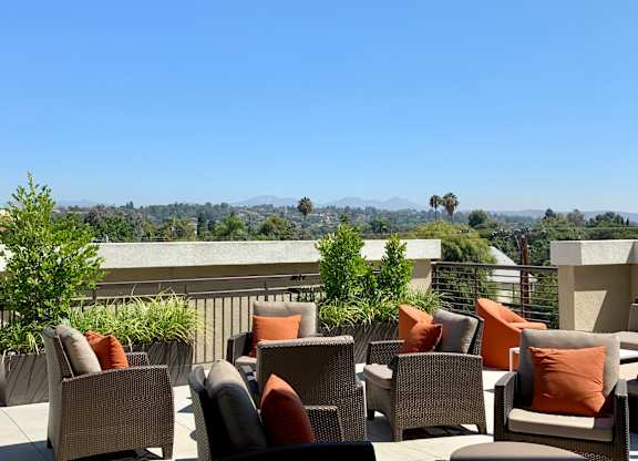 Terrace Courtyard at Ventana Senior Apartments in Fullerton CA