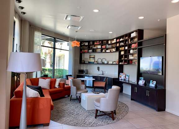 Library and Lounge Area at Ventana Senior Apartments in Fullerton CA