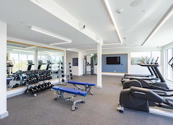 Fitness Center With Modern Equipment at Chandler Apartments in North Hollywood, California